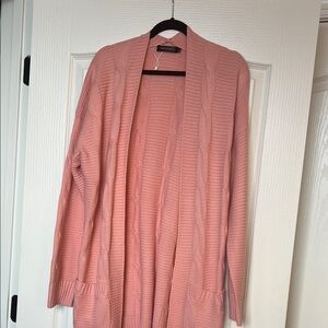Elegant Pink Open Front Cardigan